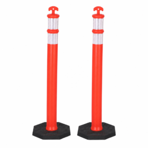 Pair of Traffic Delineator Posts with Weighted Bases
