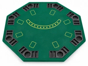 48-inch octagonal green felt poker table top with eight drink holders and chip trays