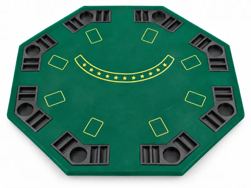 48-inch octagonal green felt poker table top with eight drink holders and chip trays